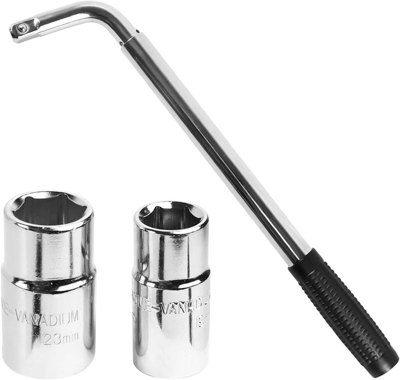 Hbxdeco Telescoping Lug Wrench, Extendable 4 Way Lug Wheel Wrench, Wheel Nut Remover Set with 17/19mm and 21/23mm Sockets, Universal Tire Repair Tool Kit for Cars Trucks SUVs - Image 1